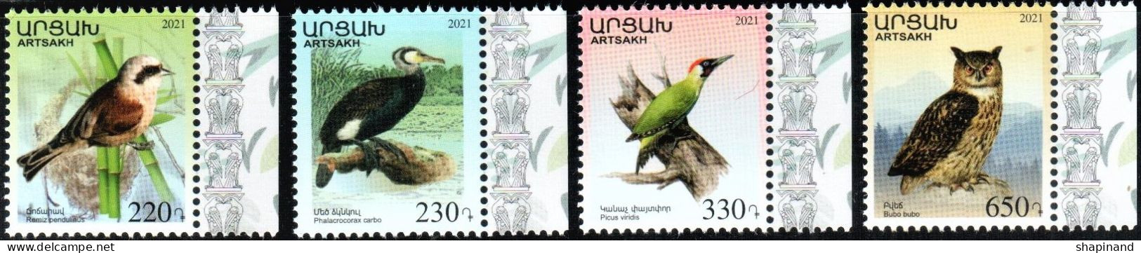 Artsakh 2021 "Fauna.Birds" 4v Perforated Quality:100% - Arménie