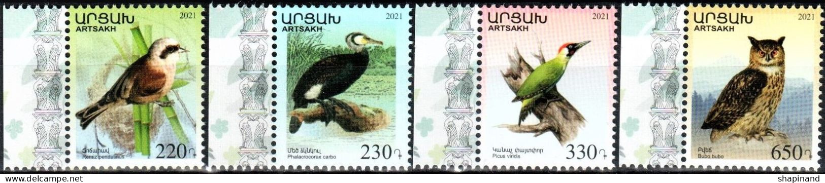 Artsakh 2021 "Fauna.Birds" 4v Perforated Quality:100% - Armenia