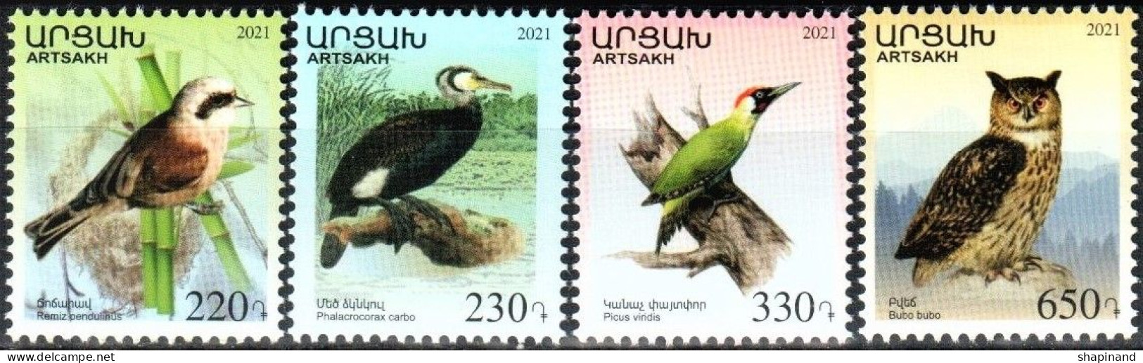 Artsakh 2021 "Fauna.Birds" 4v Perforated Quality:100% - Arménie