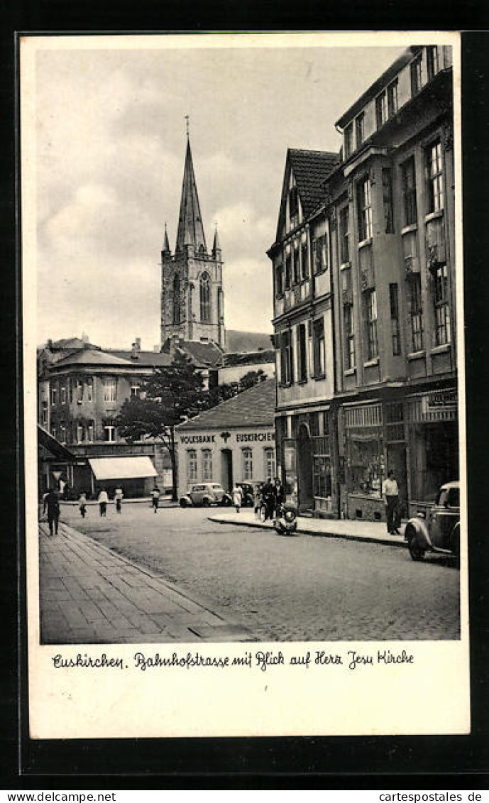 AK Euskirchen, Bahnhofstrasse Mit Herz Jesu Kirche  - Euskirchen