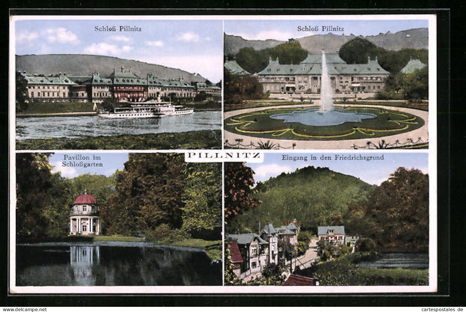 AK Pillnitz, Schloss, Wasseranlagen, Eingang In Den Friedrichsgrund, Pavillon Im Schlossgarten  - Pillnitz