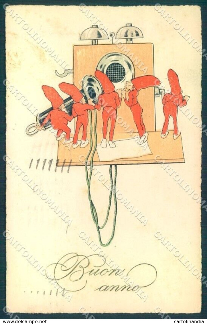 New Year Gnome Telephone UNGLUED Cartolina Postcard TW1648 - Altri & Non Classificati