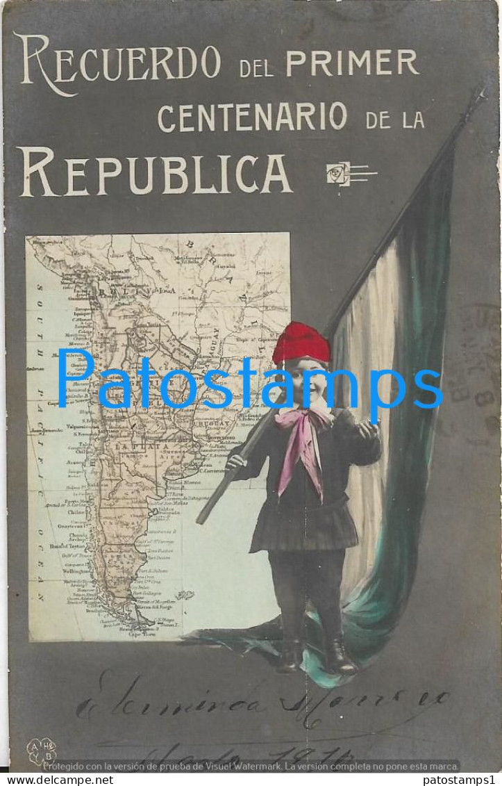 227223 ARGENTINA PRIMER CENTENARIO CENTENARY PATRIOTIC & FLAG MAP MAPA VIÑETA POSTCARD - Argentina