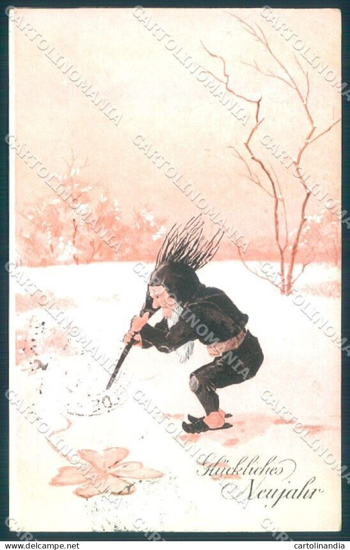 Artist Signed Gnome Chimney Sweep New Year BKWI 2703-1 CORNER CREASE Pc TW1667 - Altri & Non Classificati