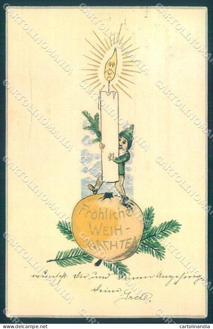 Greetings Augurali Christmas Gnome Relief Cartolina Postcard TW1666 - Altri & Non Classificati