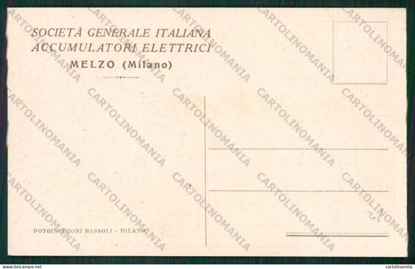 Milano Melzo Pubblicitaria Accumulatori Tudor Cartolina ZC6158 - Milano (Milan)