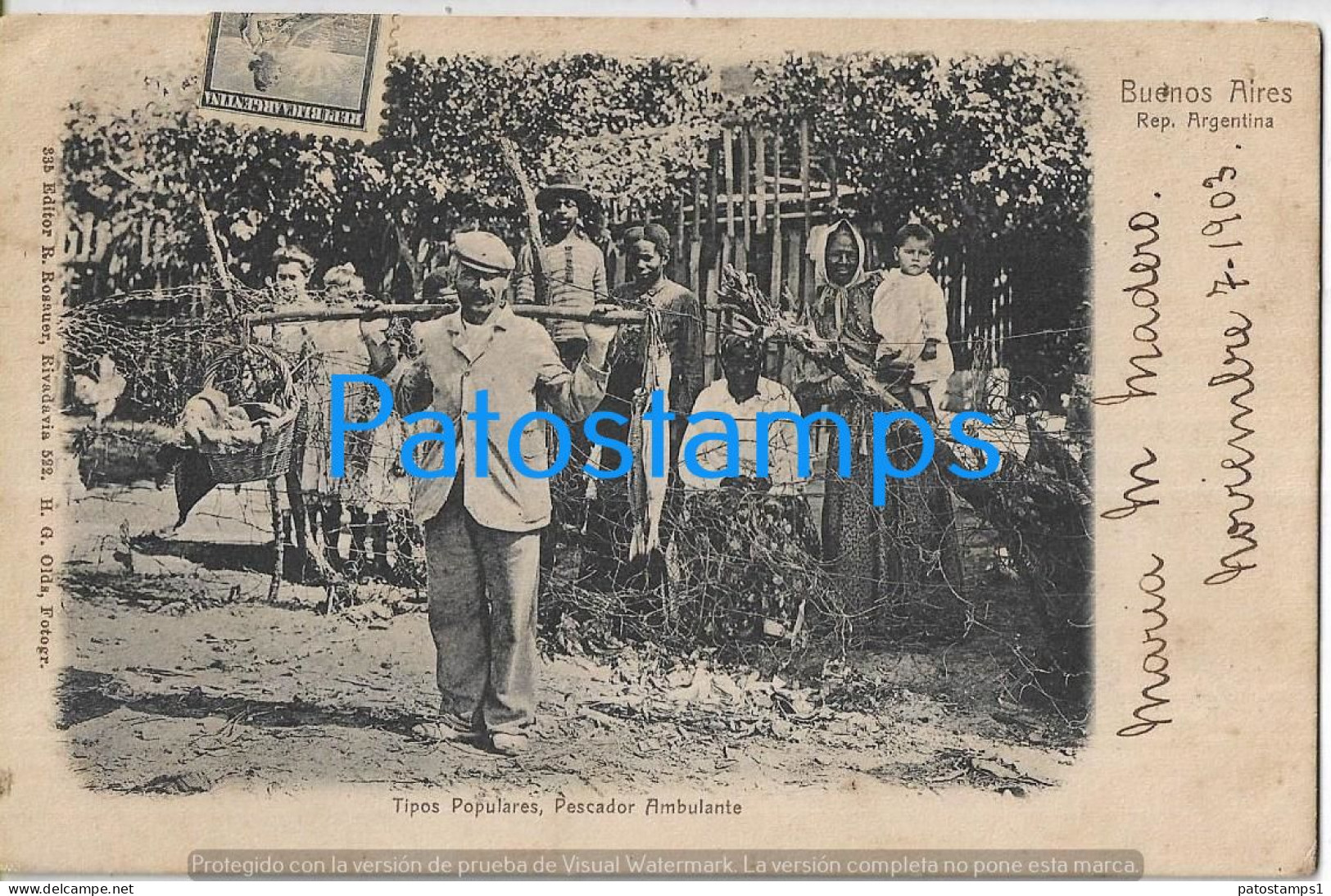 227226 ARGENTINA BUENOS AIRES COSTUMES TIPOS POPULARES PESCADOR AMBULANTE  POSTAL POSTCARD - Argentinien