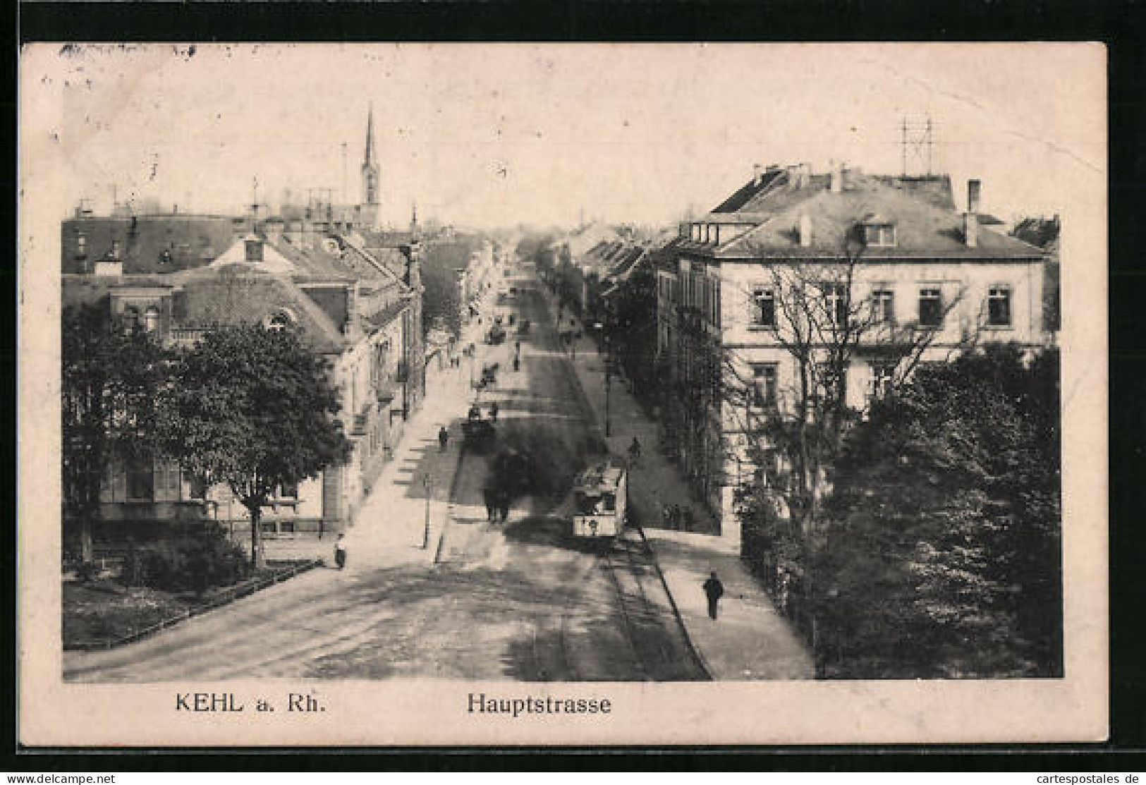 AK Kehl A. Rh., Strassenbahn Auf Der Hauptstrasse  - Kehl