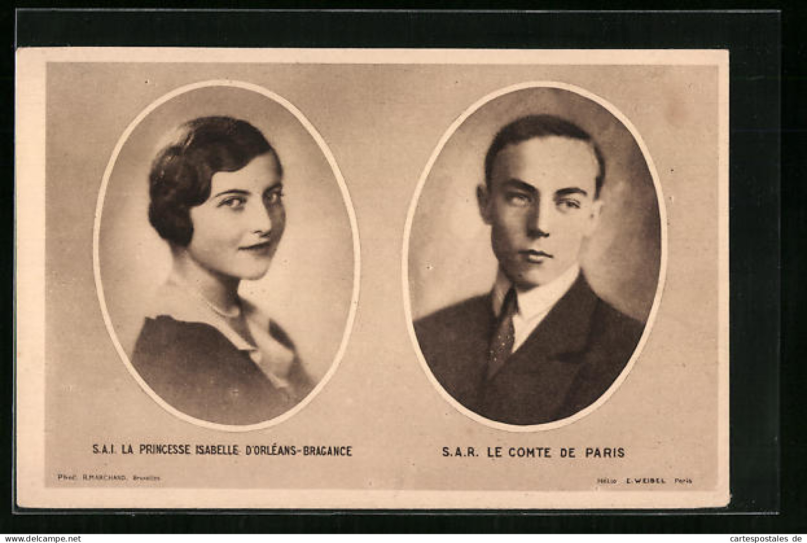 CPA S. A. R. La Princesse Isabelle D`Orleans-Bragance, S. A. R. Le Comte De Paris, Von Frankreich  - Koninklijke Families