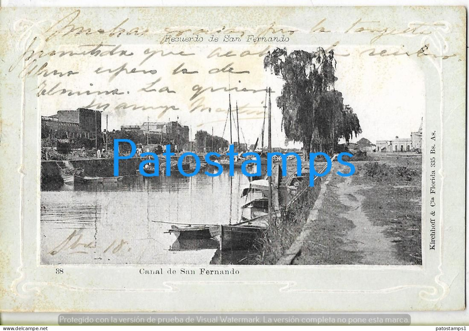 227233 ARGENTINA BUENOS AIRES SAN FERNANDO CANAL & BOAT POSTAL POSTCARD - Argentinië