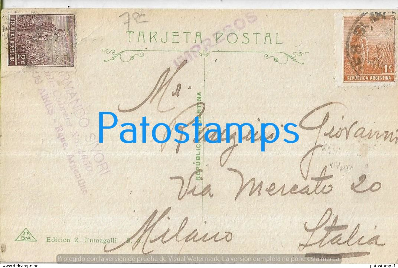 227234 ARGENTINA BUENOS AIRES TIGRE HOTEL CIRCULATED TO ITALY POSTAL POSTCARD - Argentinië