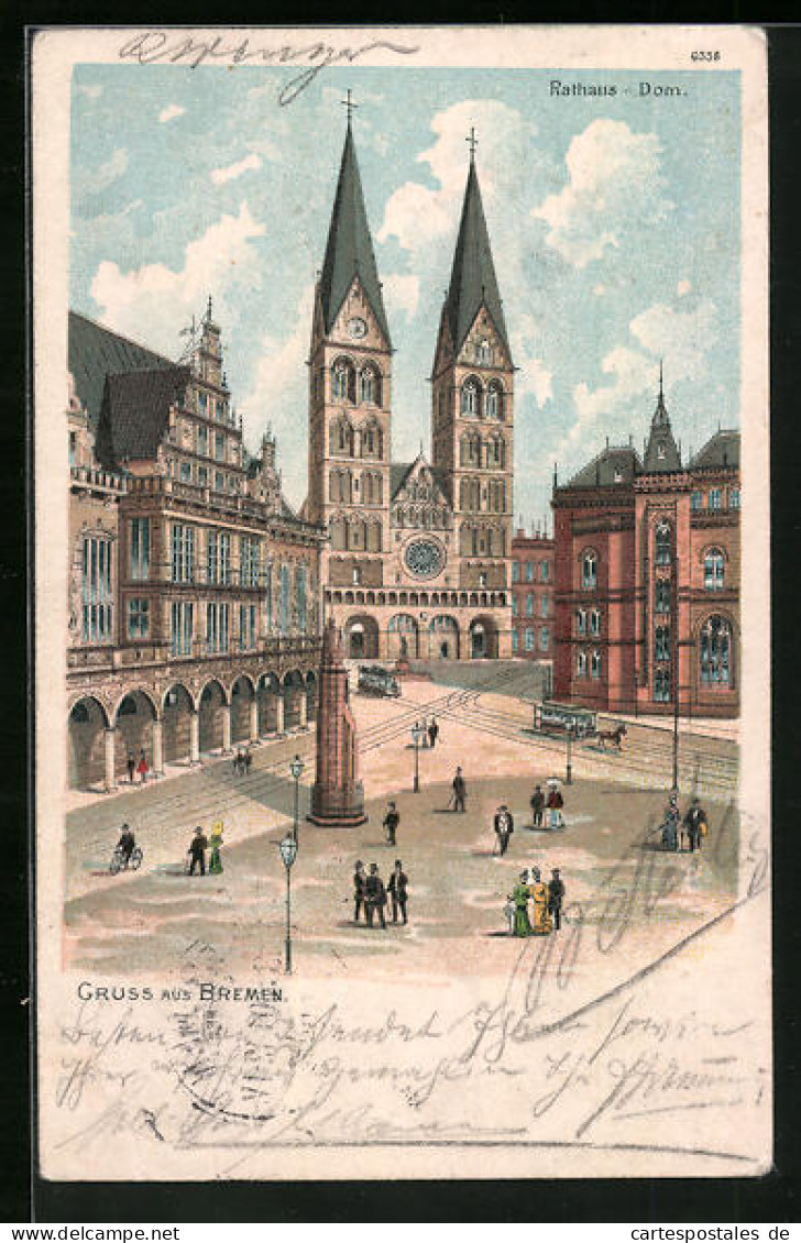 Lithographie Bremen, Rathaus Und Dom  - Bremen