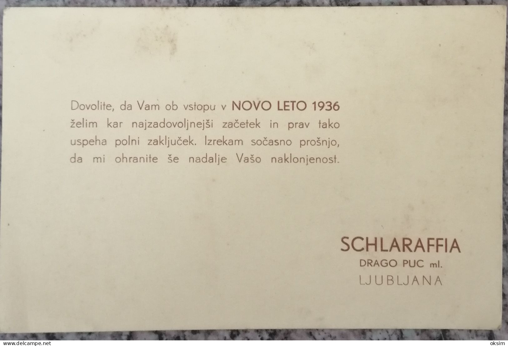 SCHLARAFFIA, DRAGO PUC, LJUBLJANA, NOVO LETNO VOŠČILO!!!, 1936 - Slovénie