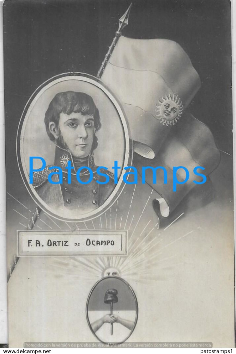 227243 ARGENTINA CENTENARY CENTENARIO PATROTIC FLAG PROCER F. A. DE ORTIZ DE OCAMPO POSTAL POSTCARD - Argentina