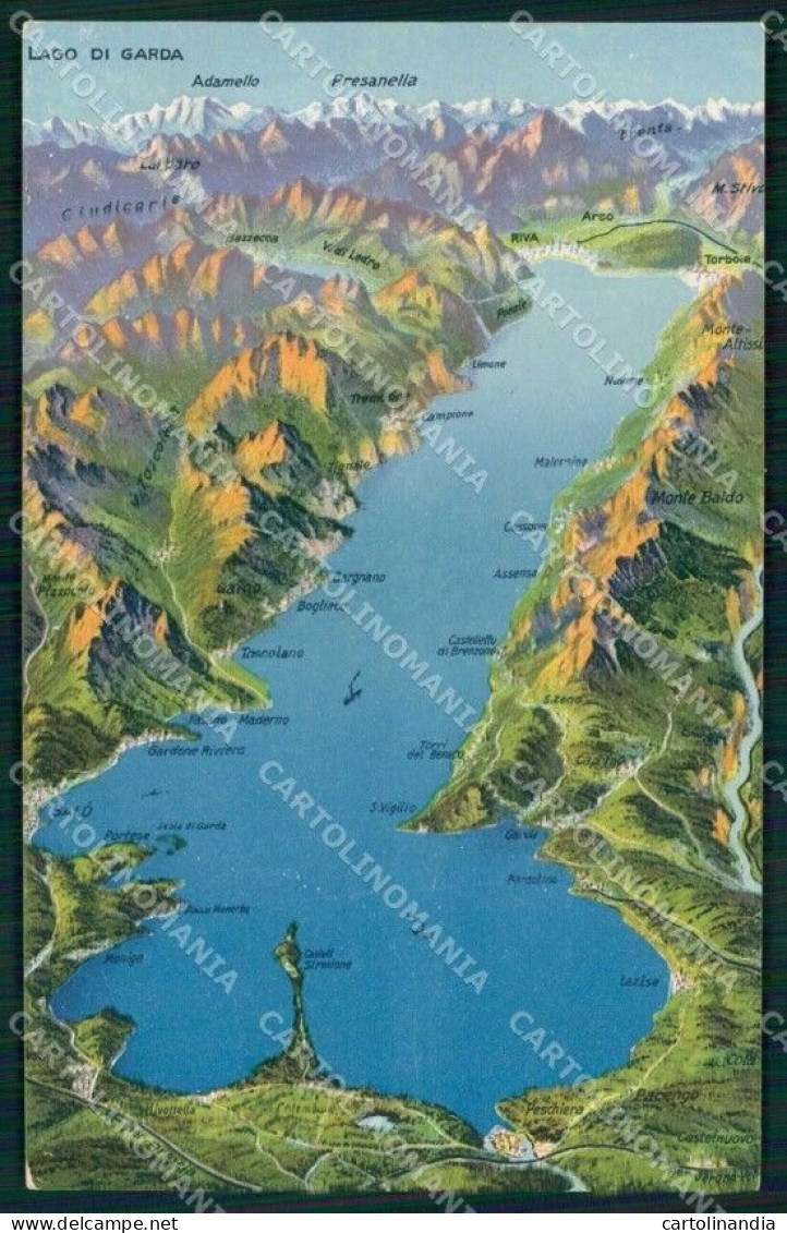 Verona Garda Lago Mappa Cartolina RB8154 - Verona
