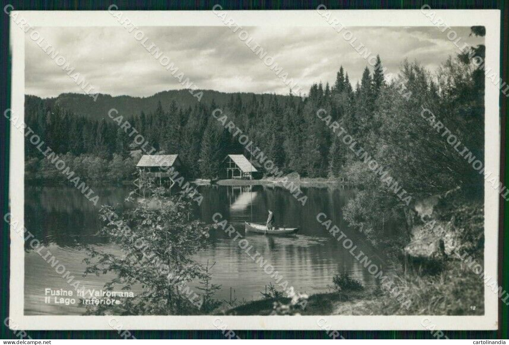 Udine Fusine In Valromana Lago Inferiore Barca Foto Cartolina RB7933 - Udine