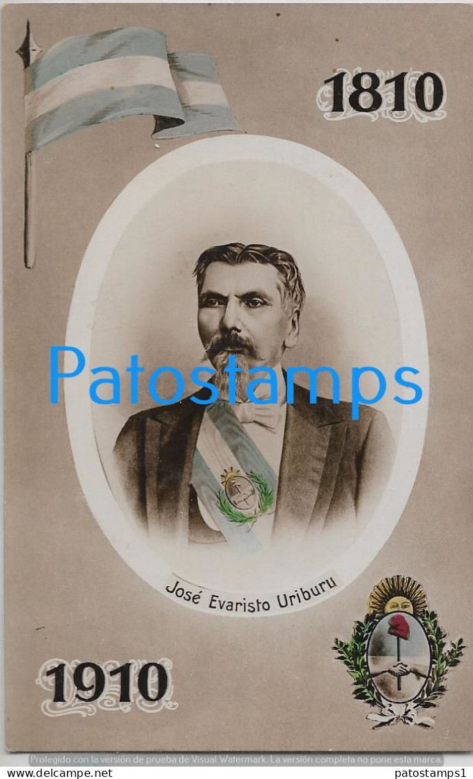 227252 ARGENTINA CENTENARY CENTENARIO PATROTIC FLAG HERALDRY PROCER JOSE EVARISTO URIBURU POSTAL POSTCARD - Argentinië