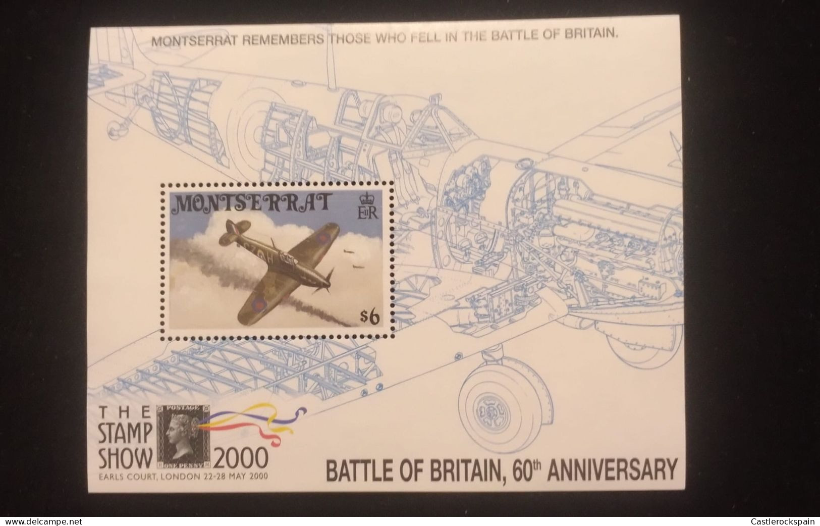 O) 2000 MONTSERRAT,  BATTLE OF BRITAIN, PLANE IN AIR, THE STAMP SHOW, MNH - Montserrat