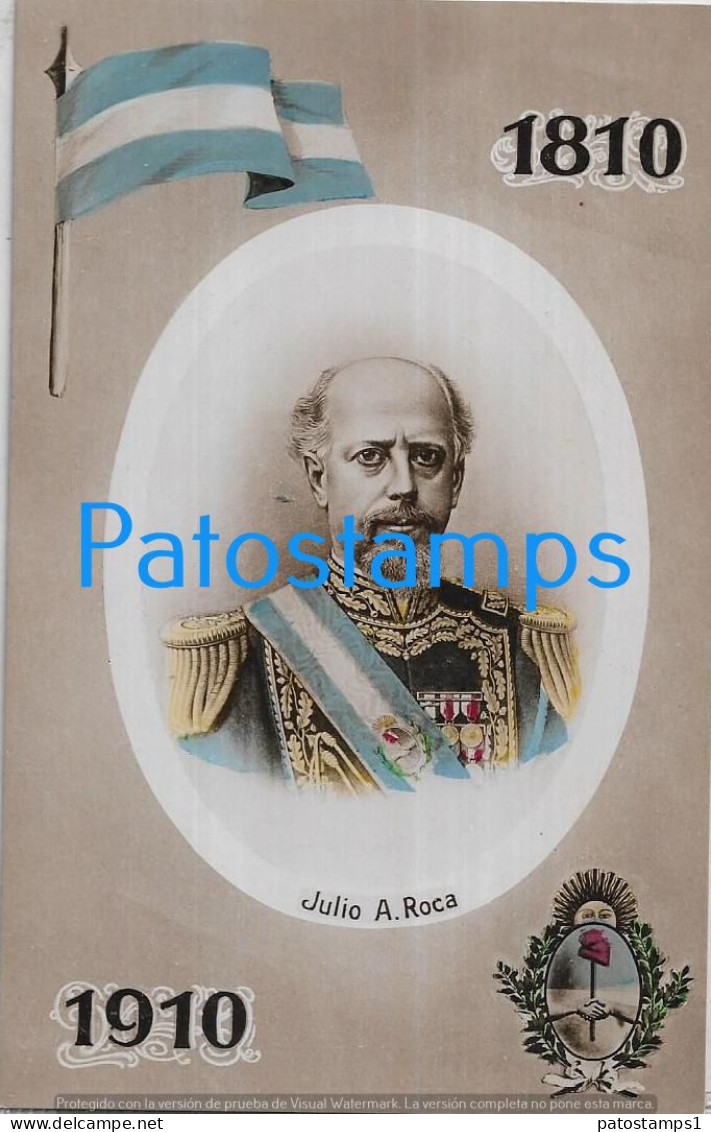 227253 ARGENTINA CENTENARY CENTENARIO PATROTIC FLAG HERALDRY PROCER JULIO A. ROCA POSTAL POSTCARD - Argentina