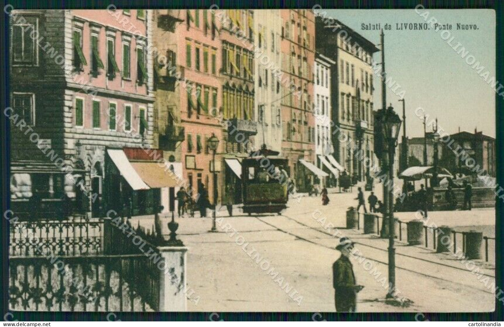 Livorno Città Ponte Nuovo Tram PIEGHINA Cartolina WX1797 - Livorno