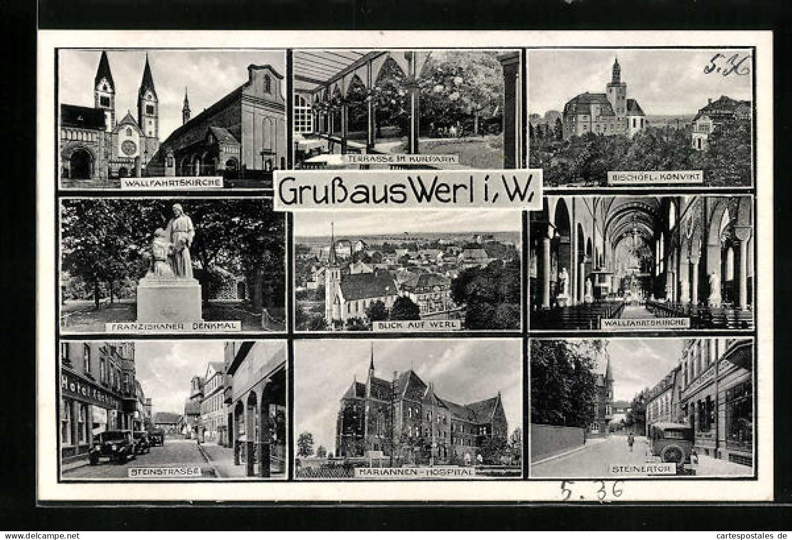 AK Werl I. W., Ortsansicht, Franziskaner-Denkmal, Steinstrasse  - Werl