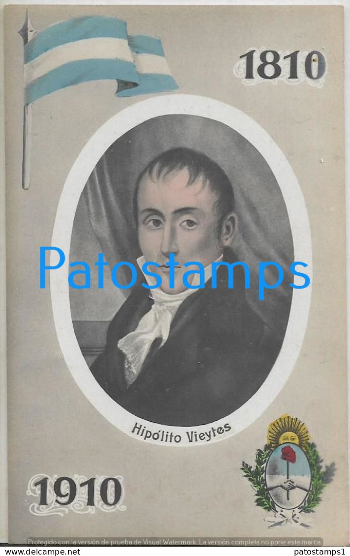 227258 ARGENTINA CENTENARY CENTENARIO PATROTIC FLAG HERALDRY PROCER HIPOLITO VIEYTES POSTAL POSTCARD - Argentina