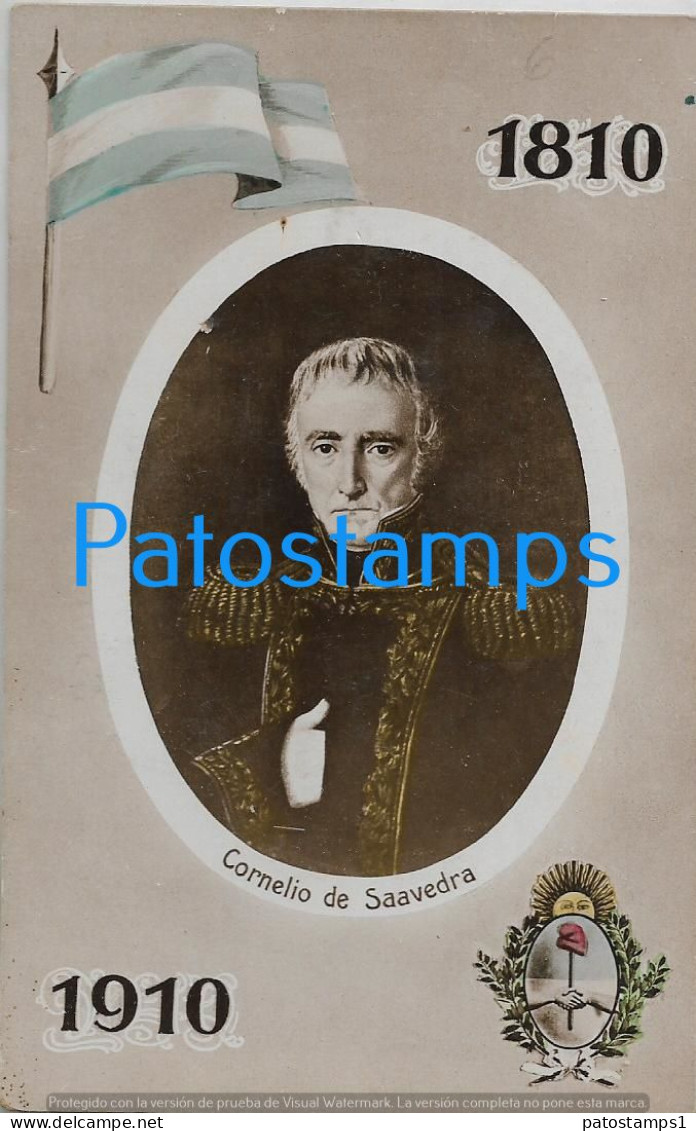 227260 ARGENTINA CENTENARY CENTENARIO PATROTIC FLAG HERALDRY PROCER CORNELIO DE SAAVEDRA POSTAL POSTCARD - Argentinië