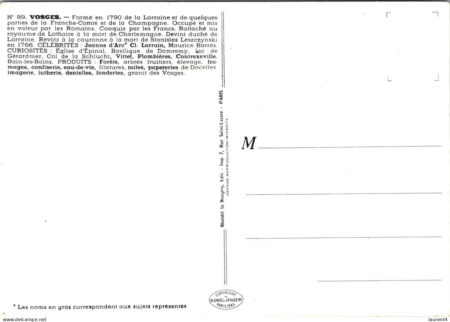 18-4-2024 (2 Z 21) France - Map Of Vosges - Cartes Géographiques