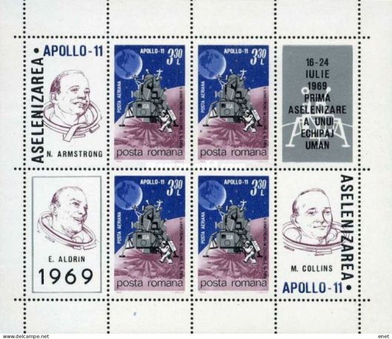 Rumänien Romania Romana 1969 - Mondlandung – Apollo 11 - MiNr 2781 BL72 - Europa
