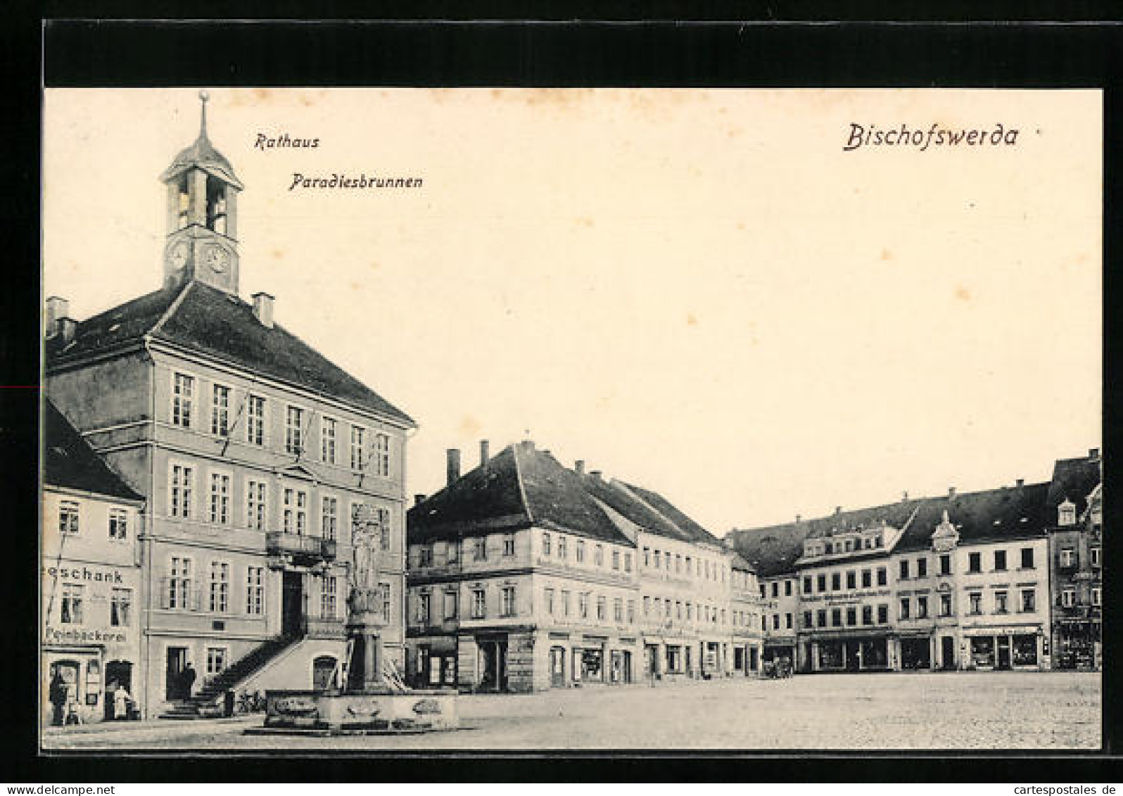 AK Bischofswerda, Rathaus Mit Paradiesbrunnen  - Bischofswerda