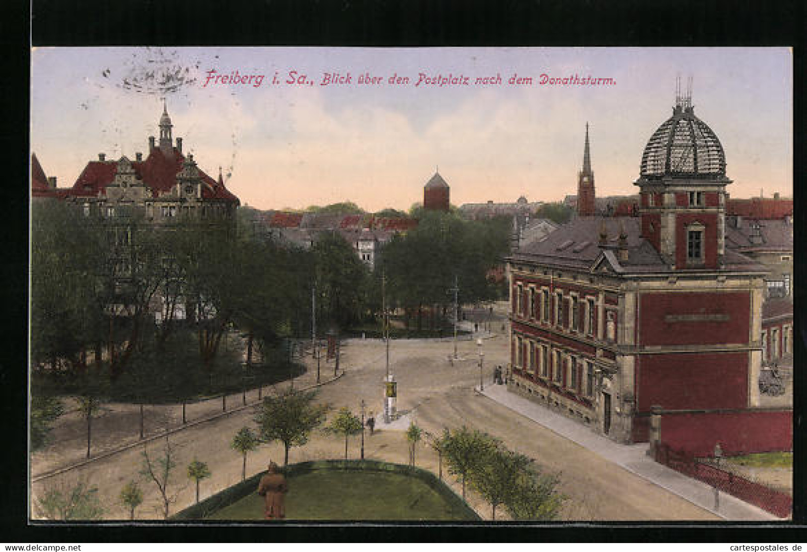 AK Freiberg I. Sa., Blick über Den Postplatz Nach Dem Donathsturm  - Freiberg (Sachsen)