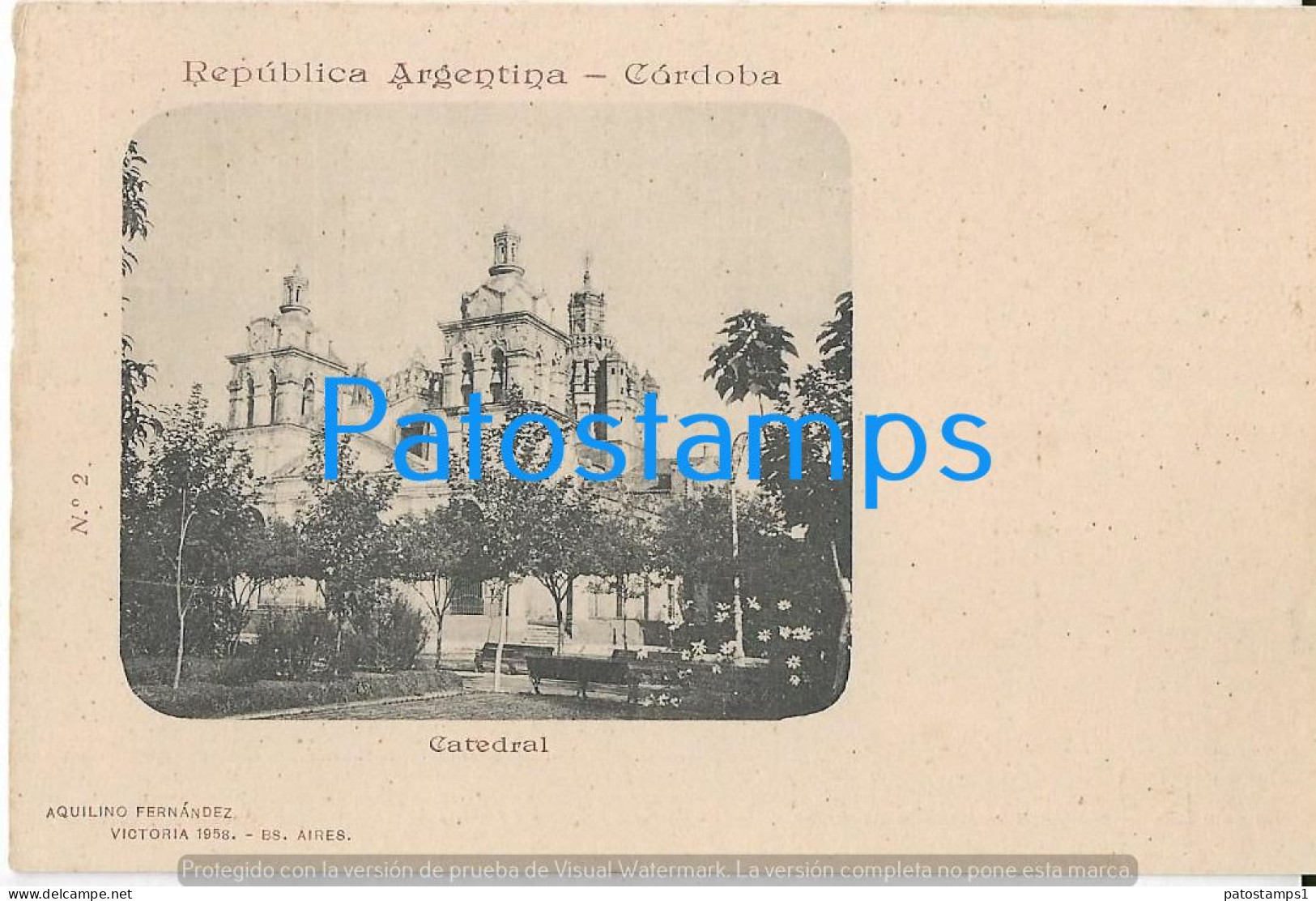 227286 ARGENTINA CORDOBA VISTA DE LA CATEDRAL COLECCION AQUILINO FERNANDEZ POSTCARD - Argentina