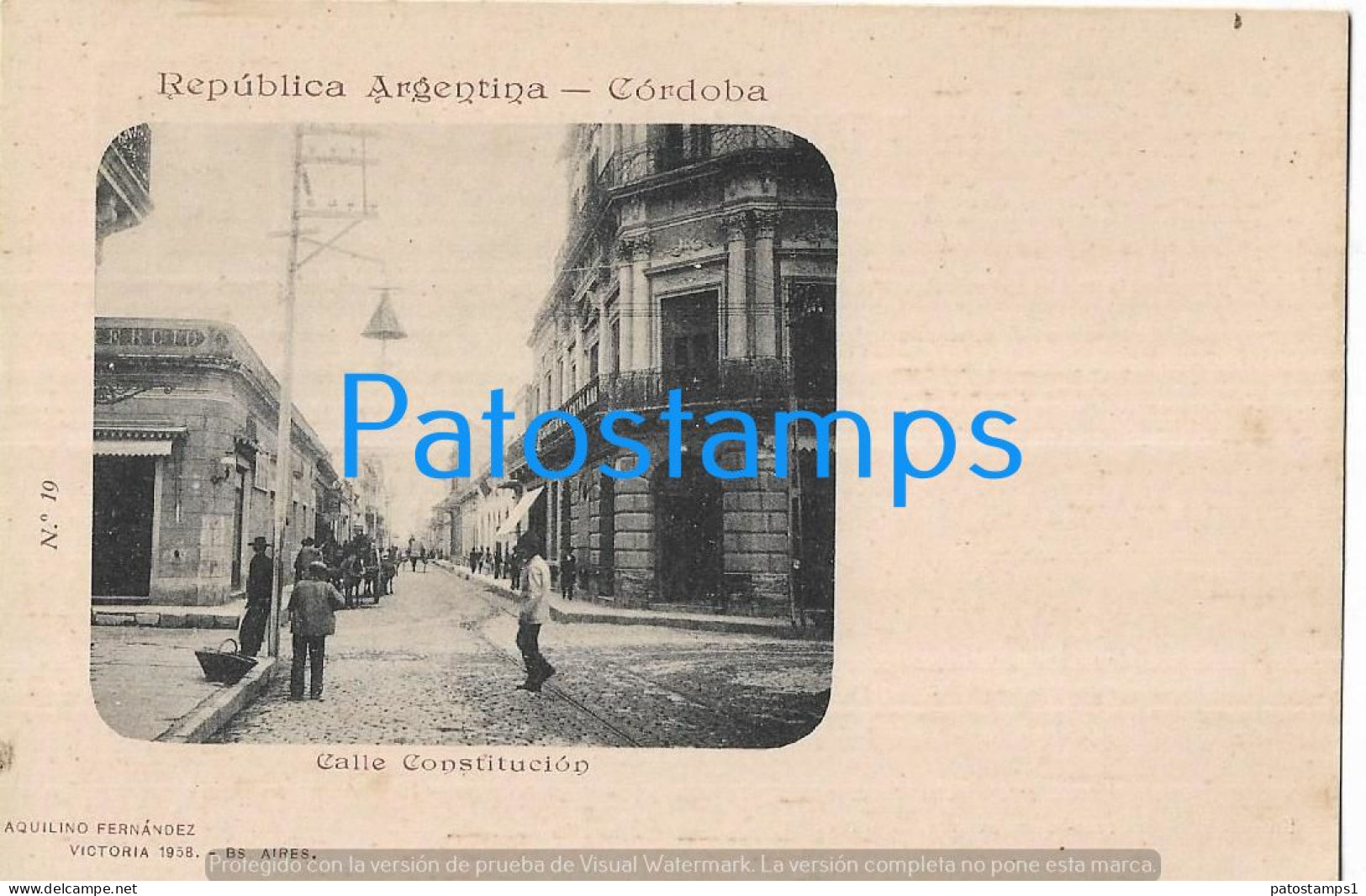 227289 ARGENTINA CORDOBA STREET CALLE CONSTITUCION COLECCION AQUILINO FERNANDEZ POSTCARD - Argentinien