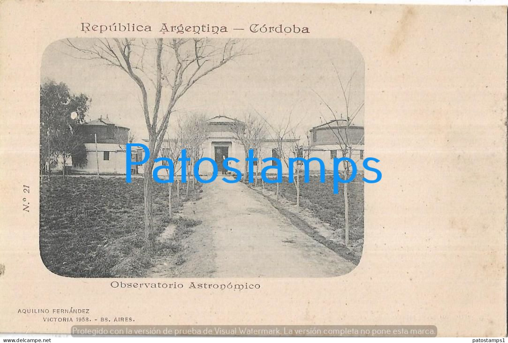 227293 ARGENTINA CORDOBA OBSERVATORIO ASTRONOMICO SPOTTED COLECCION AQUILINO FERNANDEZ POSTCARD - Argentina