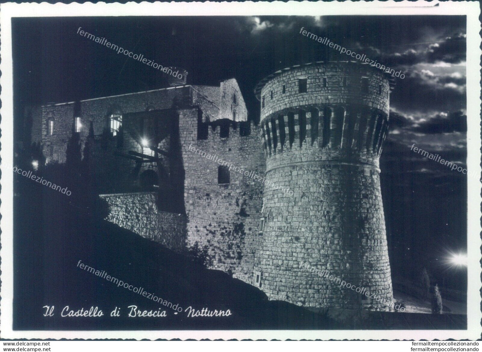 G65 Cartolina Brescia Citta' Il Castello Notturno - Brescia