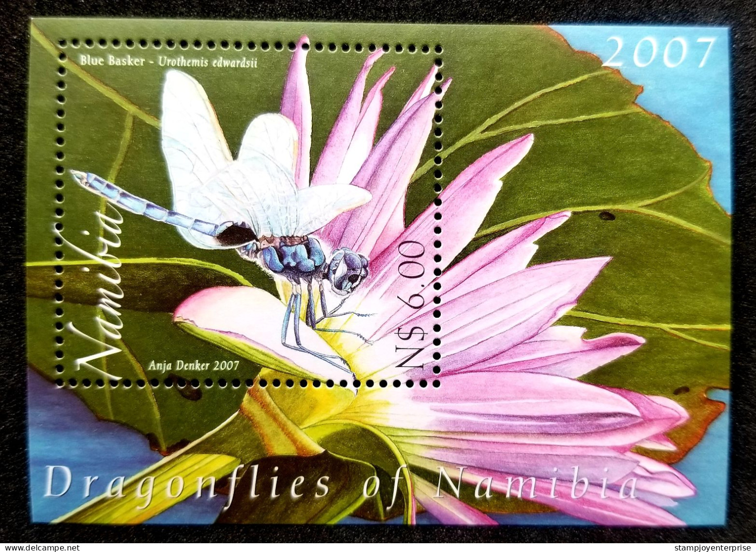 Namibia Dragonflies 2007 Lotus Flower Flora Insect Fauna Dragonfly (ms) MNH - Namibie (1990- ...)