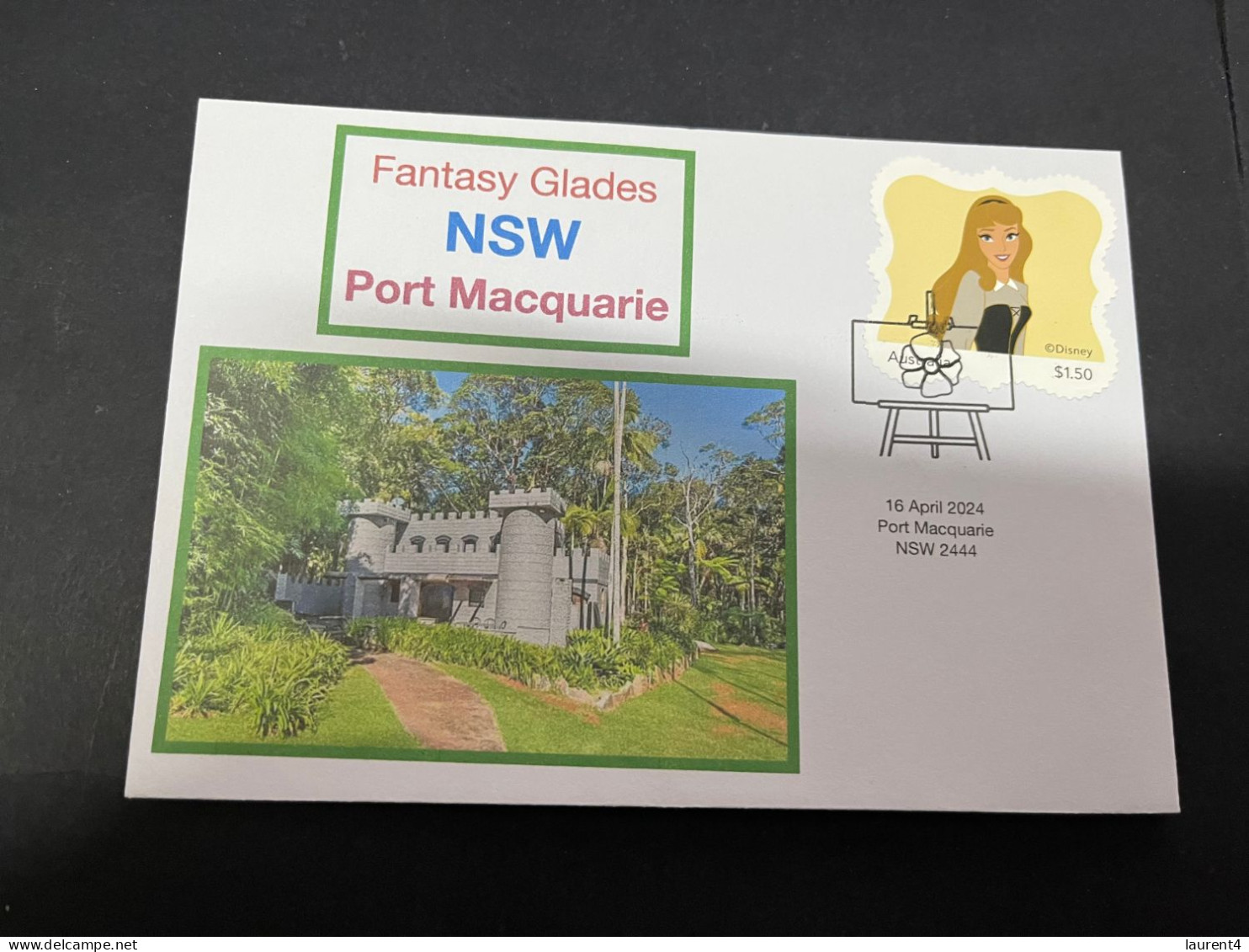 18-4-2024 (2 Z 22) Fantasy Glades - Port Macquarie - Sleeping Beauty (with Newly Issued Australian Stamp) - Donne Celebri