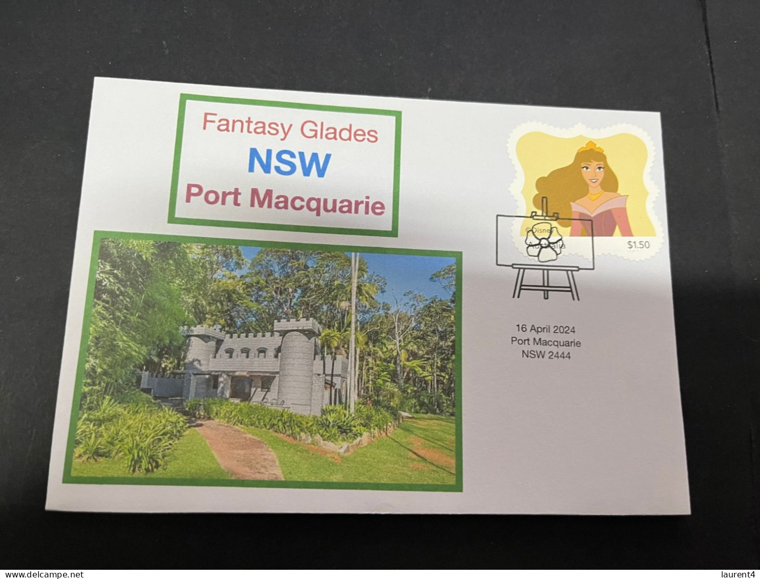 18-4-2024 (2 Z 22) Fantasy Glades - Port Macquarie - Sleeping Beauty (with Newly Issued Australian Stamp) - Donne Celebri