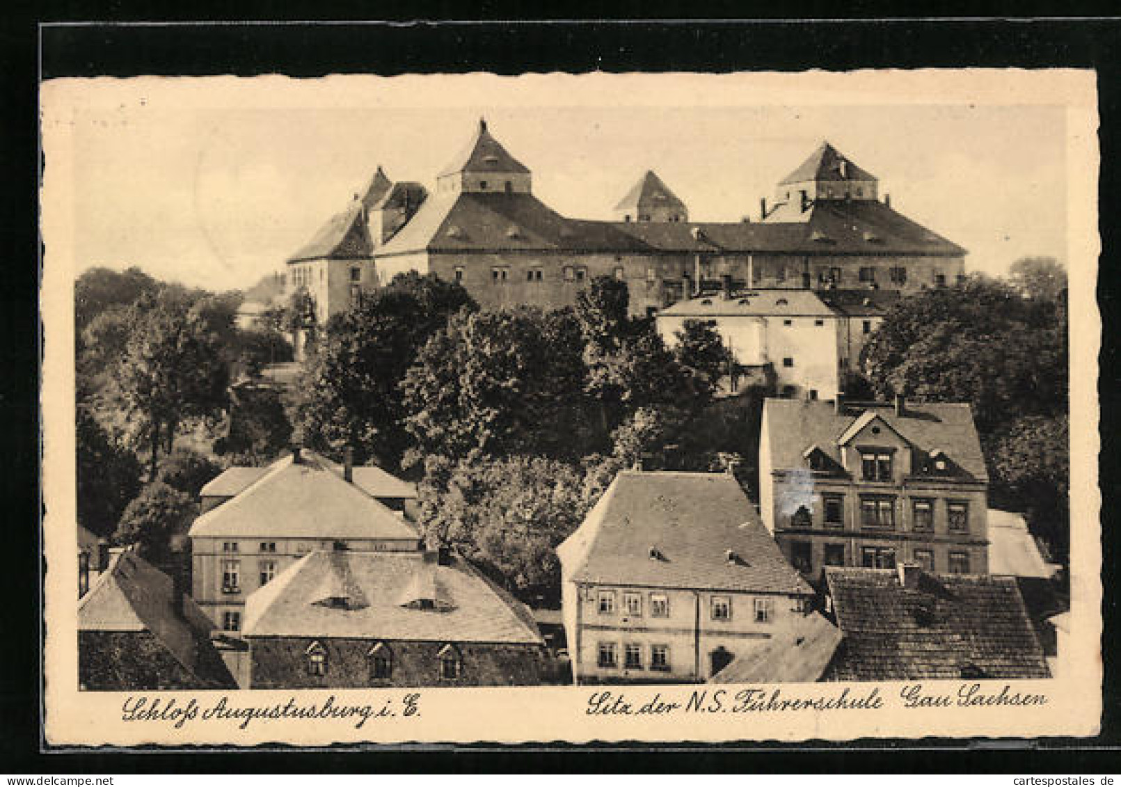 AK Augustusburg I. E., Schloss Augustusburg, Sitze Der N. S. Führerschule Gau Sachsen  - Augustusburg