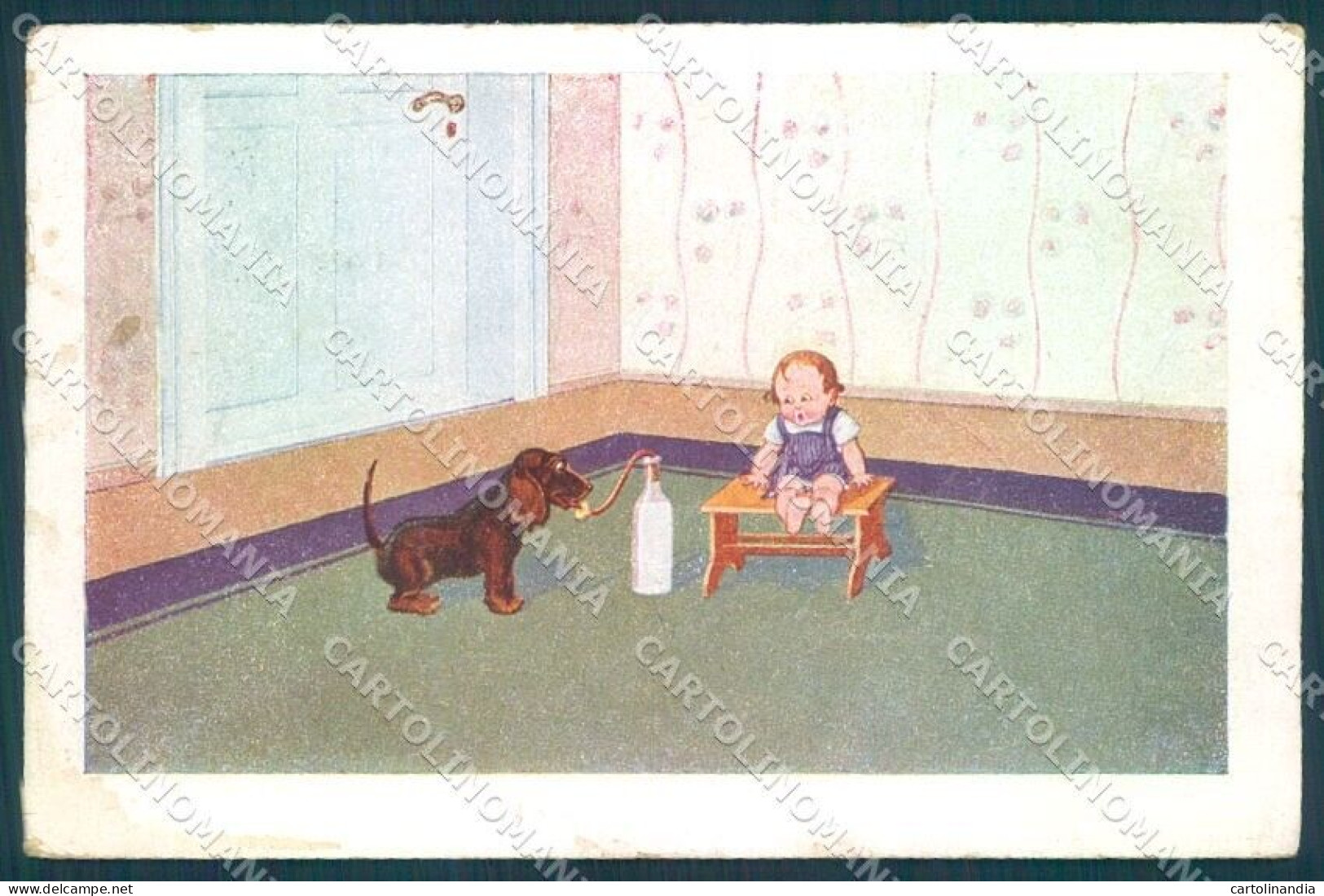 Animals Dog Dachshund Child WSSB 5850 SPOTS Cartolina Postcard TW1273 - Other & Unclassified