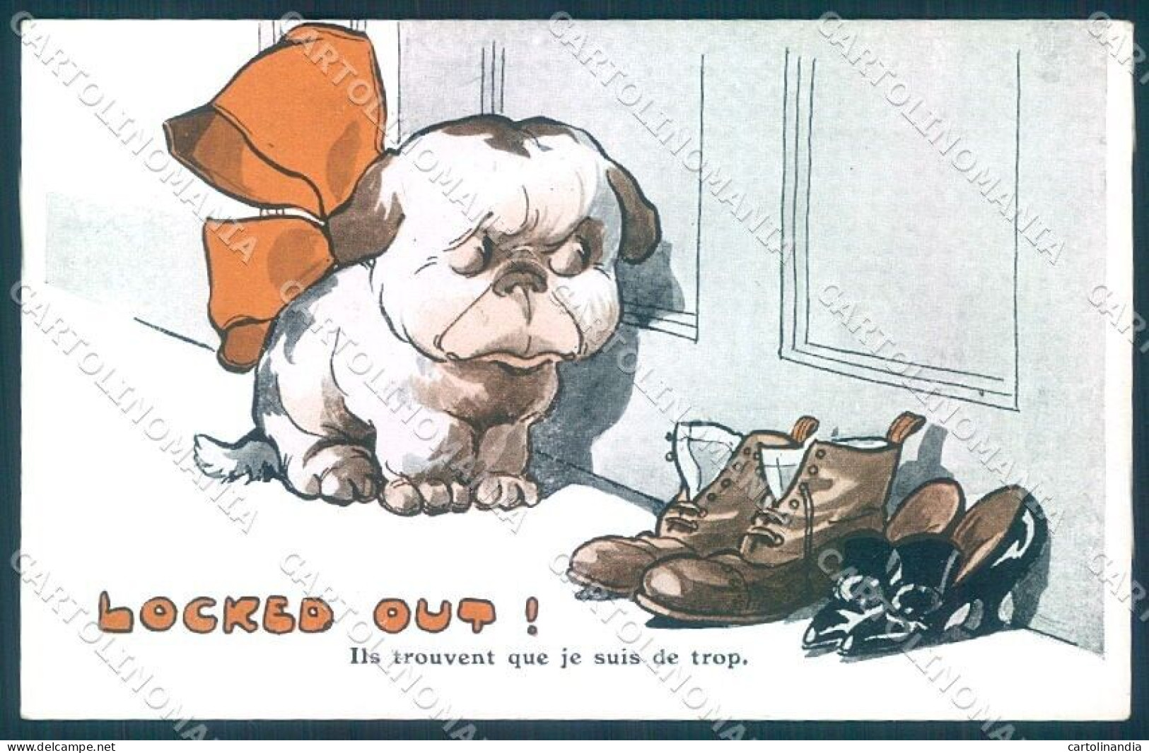 Animals Dog Bulldog Comic Inter-Art Serie Bow Wow 482 Cartolina Postcard TW1163 - Other & Unclassified