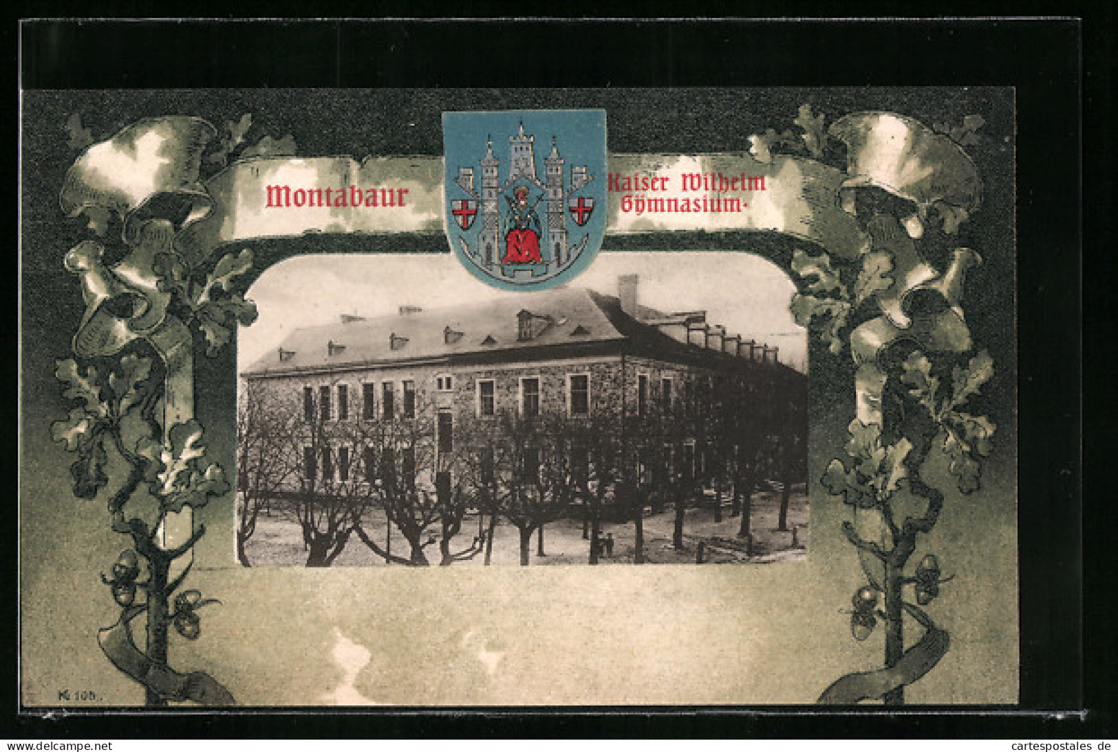 AK Montabaur, Kaiser Wilhelm Gymnasium, Wappen, Passepartout  - Montabaur