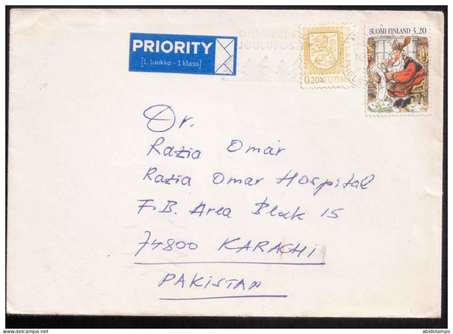 USED AIR MAIL COVER FINLAND TO PAKISTAN - Autres & Non Classés