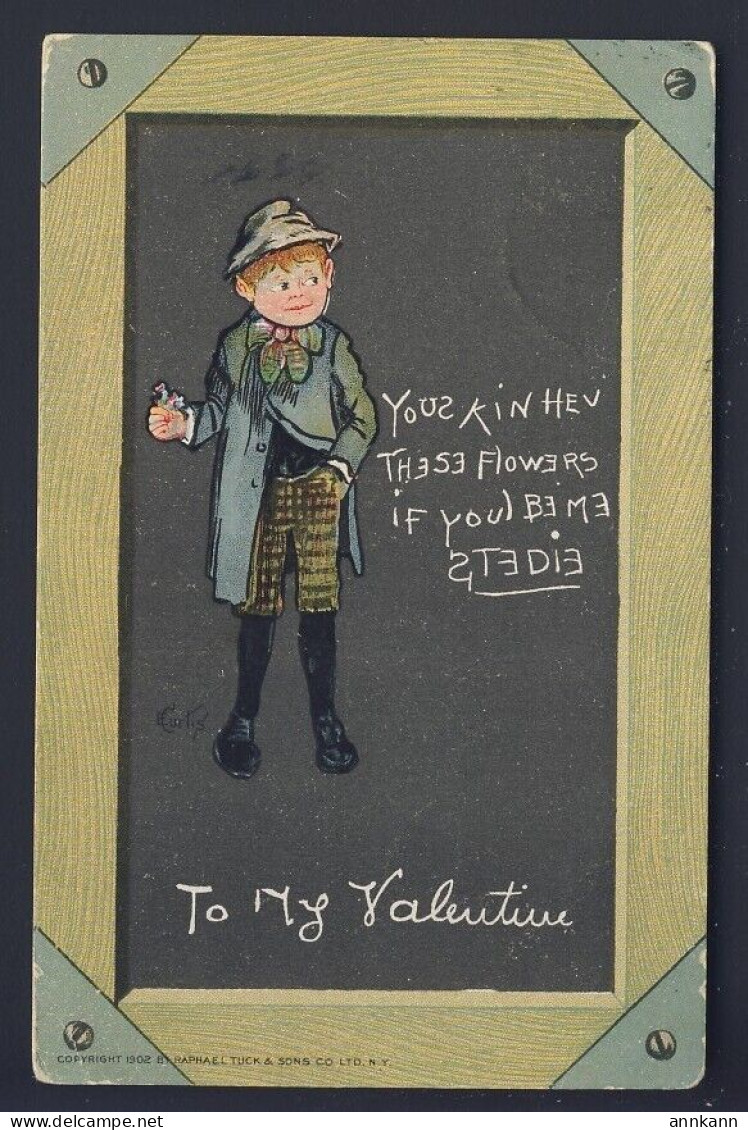 E. Curtis Artist - Chalkboard C.1902 TUCK - Irish Boy Posted 1908 - Sonstige & Ohne Zuordnung