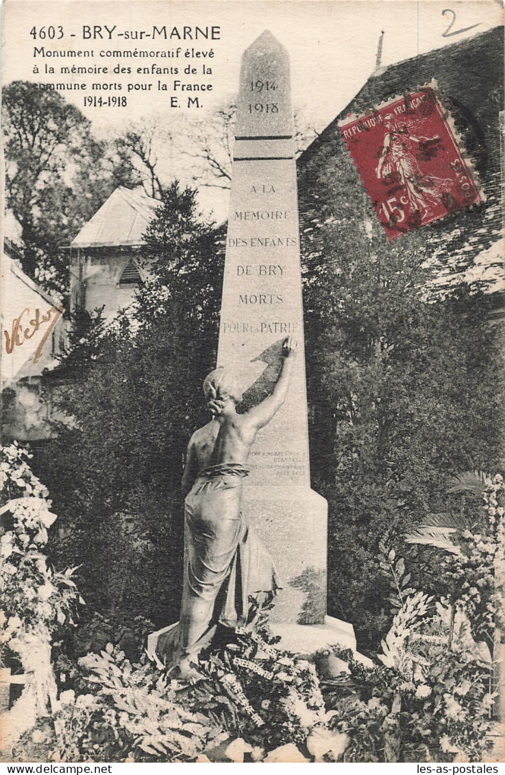 94 BRY SUR MARNE UN MONUMENT COMMEMORATIF - Bry Sur Marne