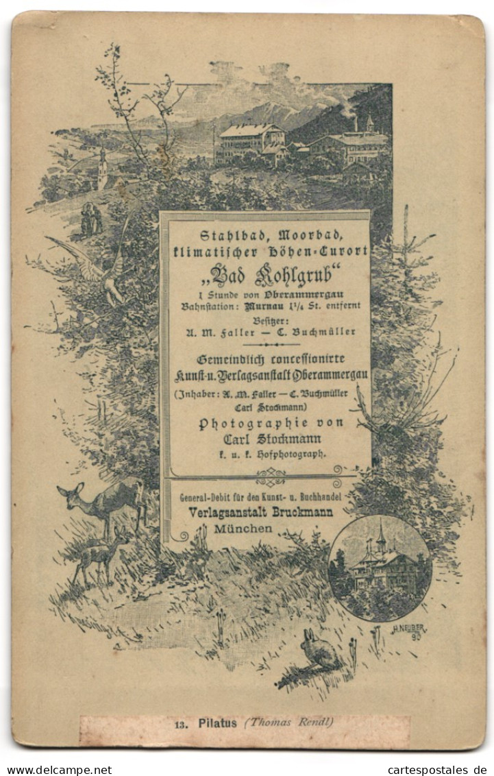 Fotografie Bruckmann, München, Ansicht Oberammergau, Schauspieler Thomas Rendl Als Pilatus Bei Dem Passionsspiel 1890  - Beroemde Personen