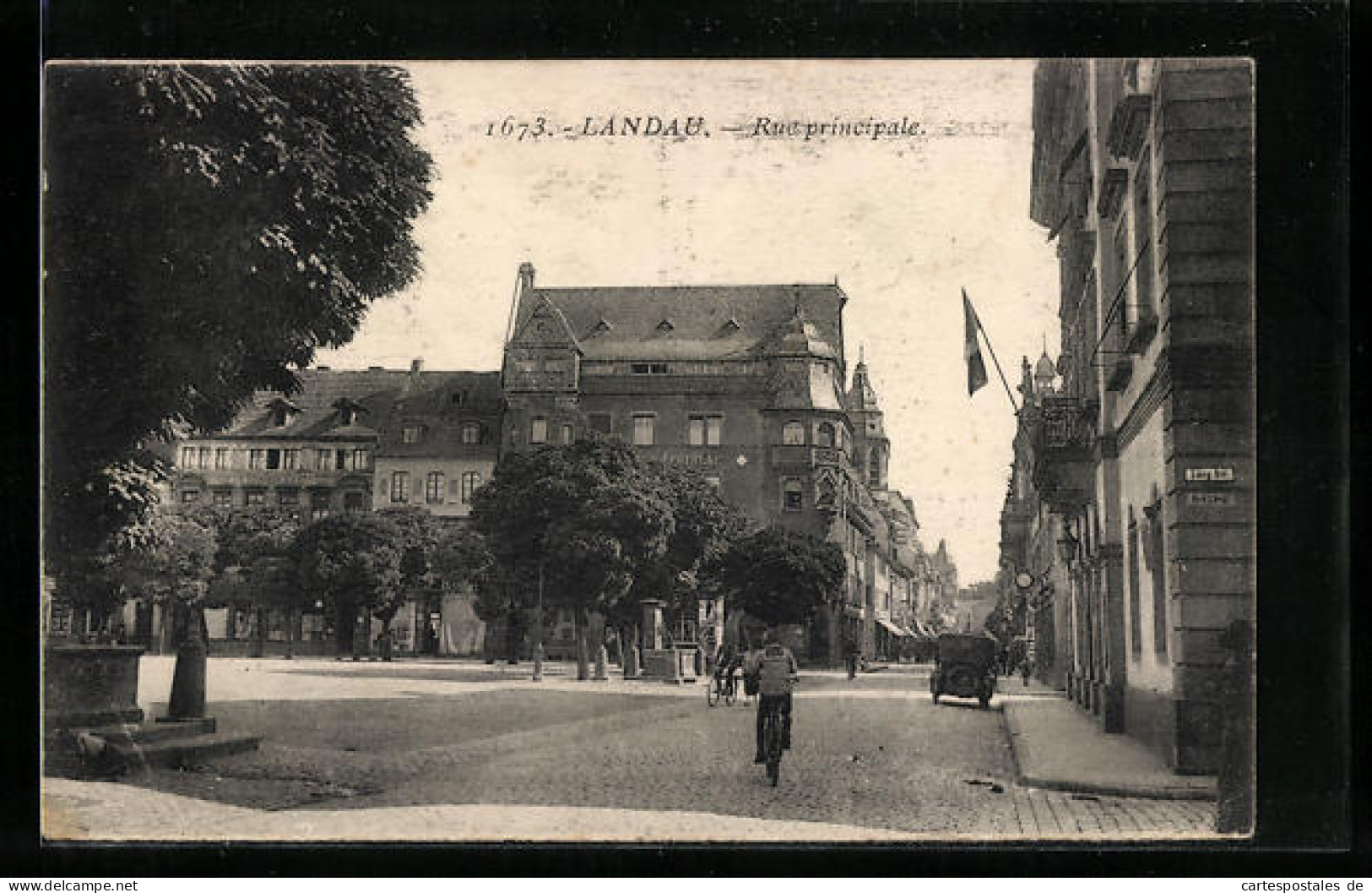 AK Landau, Hauptstrasse Ecke Langstrasse, Rue Principale  - Landau