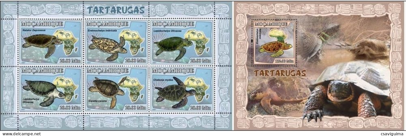 Mozambique - 2007 - Turtles - Yv 2486/91 + Bf 174 - Schildkröten