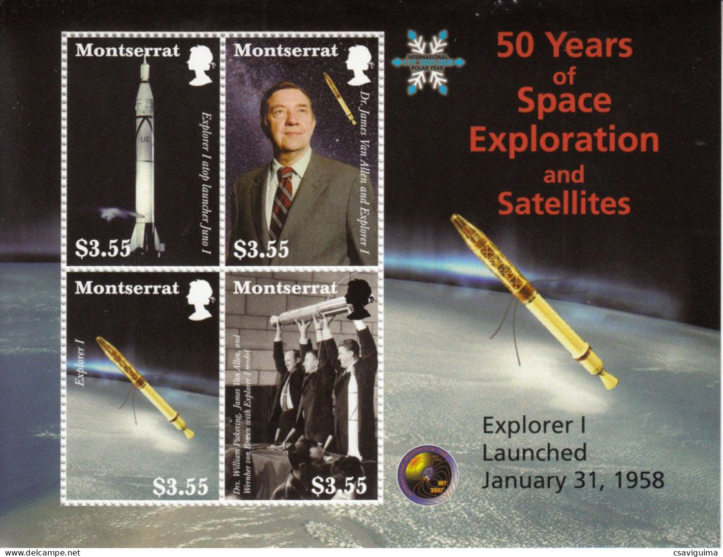 Montserrat - 2008 - 50 Years Of Space Exploration An Satellites - Yv 1274/77 - Other & Unclassified