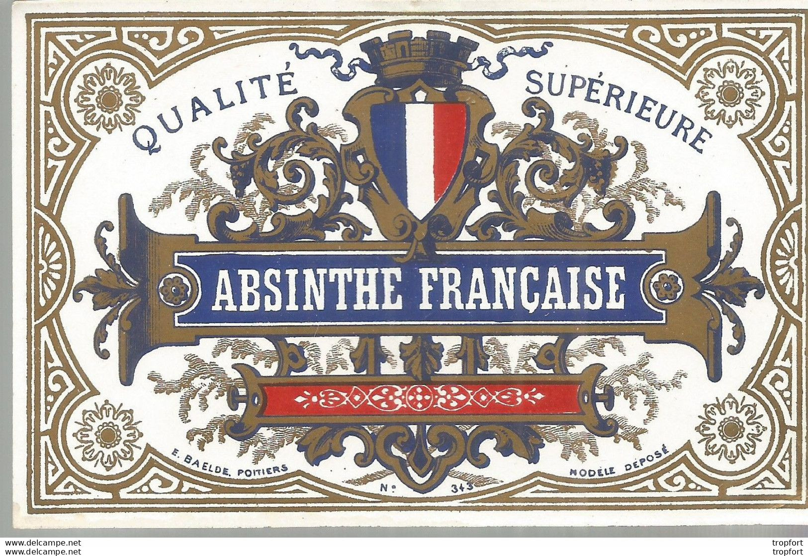 / Etiquette Neuve ABSINTHE FRANCAISE QUALITE SUPERIEURE Alcool Boisson - Alcoli E Liquori